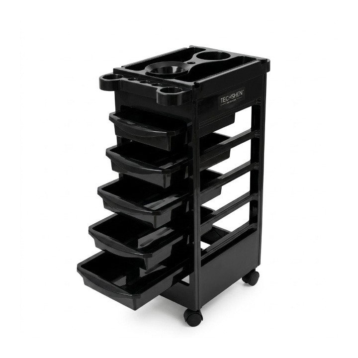 12700004 TechShen Eco Black Hairdresser Assistant Table РАБОТНА КОЛИЧКА